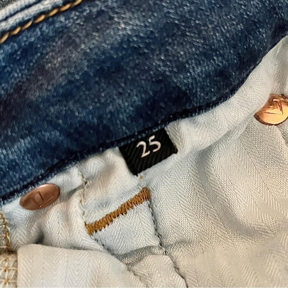 7 For All Mankind Kimmie Straight Leg Mid Rise Jeans, Medium Blue Wash - Size 25 - Picture 11 of 16